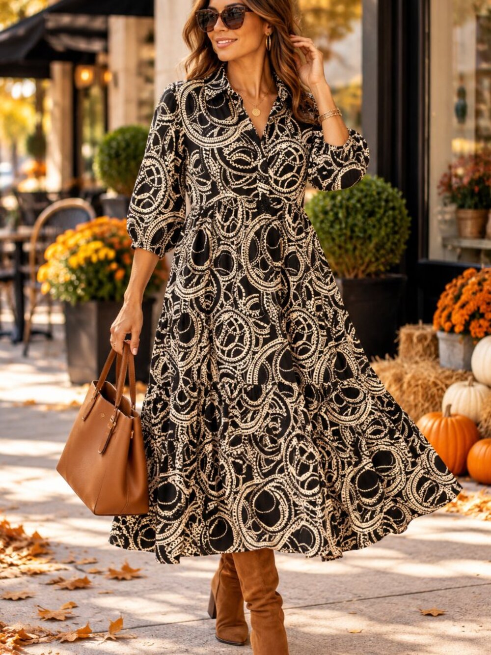 Anthropologie Maeve Bettina Tiered Shirt Dress S Black Cream Cotton